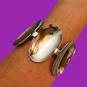 VTG NAPIER Rare Modernist Concave Oval Castlecore Armor Chunky Link Bracelet